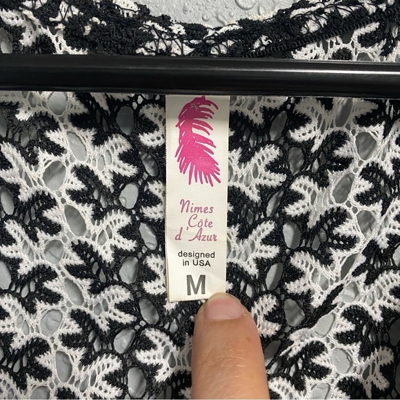 Eyelet Swim Coverup Beachwear Womens Size Medium Long Sleeve Adjustable Waist - Picture 4 of 6